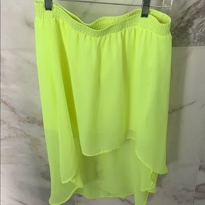 Neon yellow high low skirt